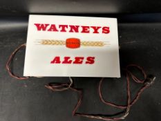 A hanging lightbox advertising Watneys Ales (acrylic front panel), 11 x 7 1/4 x 4