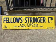 A Fellows-Stringer Ltd. enamel advertising sign, 48 x 12