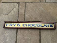 A Fry's Chocolate glass advertising strip sign, 7 1/4 x 3 3/4