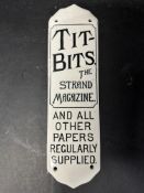 A Tit-Bits The Strand Magazine ceramic door finger plate, 11 1/2 x 3