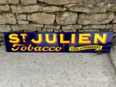A St. Julien Tobacco 'Cool and Fragrant' enamel advertising sign, good gloss, 60 1/4 x 12