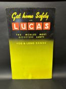 A Lucas hardboard advertising display for fog and long range lamps, 32 x 19 3/4