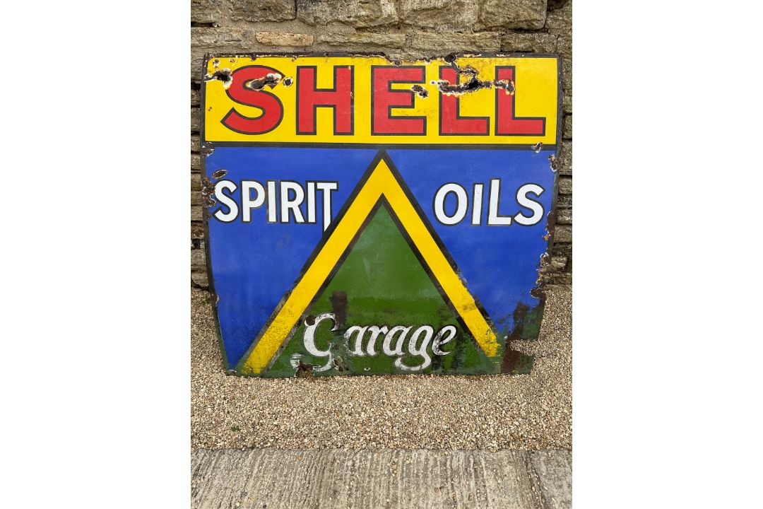 A Shell Spirit Oils Garage enamel advertising sign, 48 x 48". - Image 1 of 2