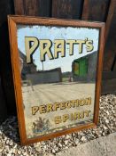 A Pratt's Perfection Spirit framed and glazed advertsing mirror depicting a Pratt's Perfection