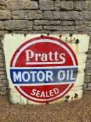 A large Pratts Motor Oil enamel advertising sign marked F.S.-BB/YH to bottom right, 54 1/2 x 48