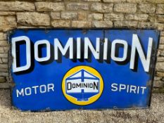 A large Dominion Motor Spirit enamel advertising sign with image of globe, 71 1/2 x 40 3/4