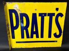 A Pratt's double sided enamel advertising sign with hanging flange, by Protector Eccles, numbered