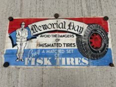 A Fisk Tires cotton banner, 29 x 57 1/2