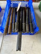 A box of hand air pumps including a BSA pump.