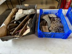 A selection of engine plates, pipework, a panther timing cover plate etc. (two boxes).