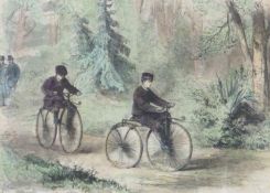 A box of assorted framed and glazed bicycle advertising items (qty).