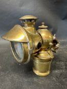 A Jos Lucas brass acetyphote lamp model 317.