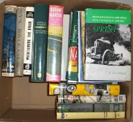 A box of marque histories to include Bugatti, Alfa Romeo, Aston Martin, Lagonda, MG, HWM, together
