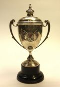 The Bath Road Club. An assayed silver two-handled cup and lid inscribed, 'Bath Road 100 - 1910 - 3rd