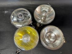 A tray of spotlights - 2 x Lumax, 1 x Cibie and a Butlers Saucer Lamp Mark II.