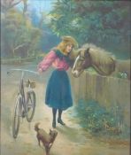 Michelin - a double sided wall mounted colour tin sign plus three cycling colour prints, framed