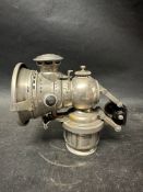 A Lucas Colonia No. 260 nickel plated carbide lamp for motorcycles/bicycles.