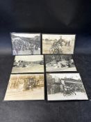 Six glazed black and white photographs I.O.M. Junior TT etc. each carefully labelled to verso #