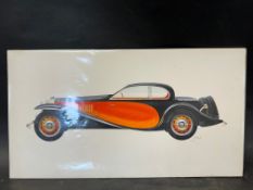 GUY - an original air brush illustration of a Bugatti, signed in pencil by the artist, probably