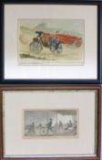 A box of small framed and glazed bicycle advertising items (qty).