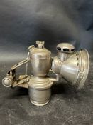 A Jos Lucas nickel plated acetyphote carbide lamp model 316.