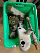 A Riley 9 alternator, twin carburettor air intake, Riley engine mounting bar and Luxax Shockers (2).