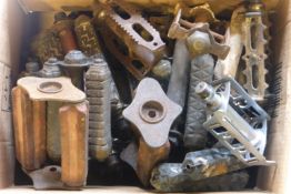 A box of assorted Victorian and modern pedals.