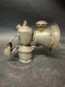 A Lucas Aceta 316.N nickel plated carbide lamp for a vintage bicycle.