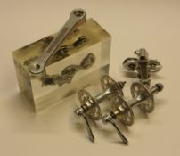 Royce Racing fittings - two wheel hubs, a crank & a gear changer together with a Huret gear changer