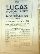 Lucas Representatives' Catalogue 1928. Outlines in some detail the manufacturing output of the