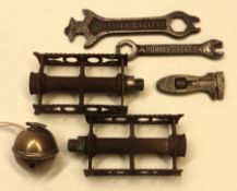 A pair of Rat Trap pedals, three tools and a juggle bell in need of repair (6).
