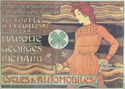 Three colour advertisements, double-sided mounted, framed and glazed, all late Victorian, each 13