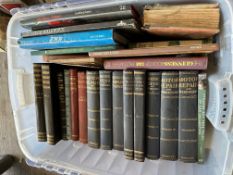 A box of assorted volumes inc. Motor Repair and Overhauling, Newnes Complete Gas & Arc Welder,