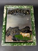 A Batger's Celebrated Jersey Caramels advertising mirror, 10 1/2 x 13 1/2