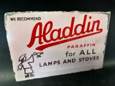 An Aladdin Paraffin stockist's double sided enamel advertising sign lacking hanging flange, 17 3/4 x