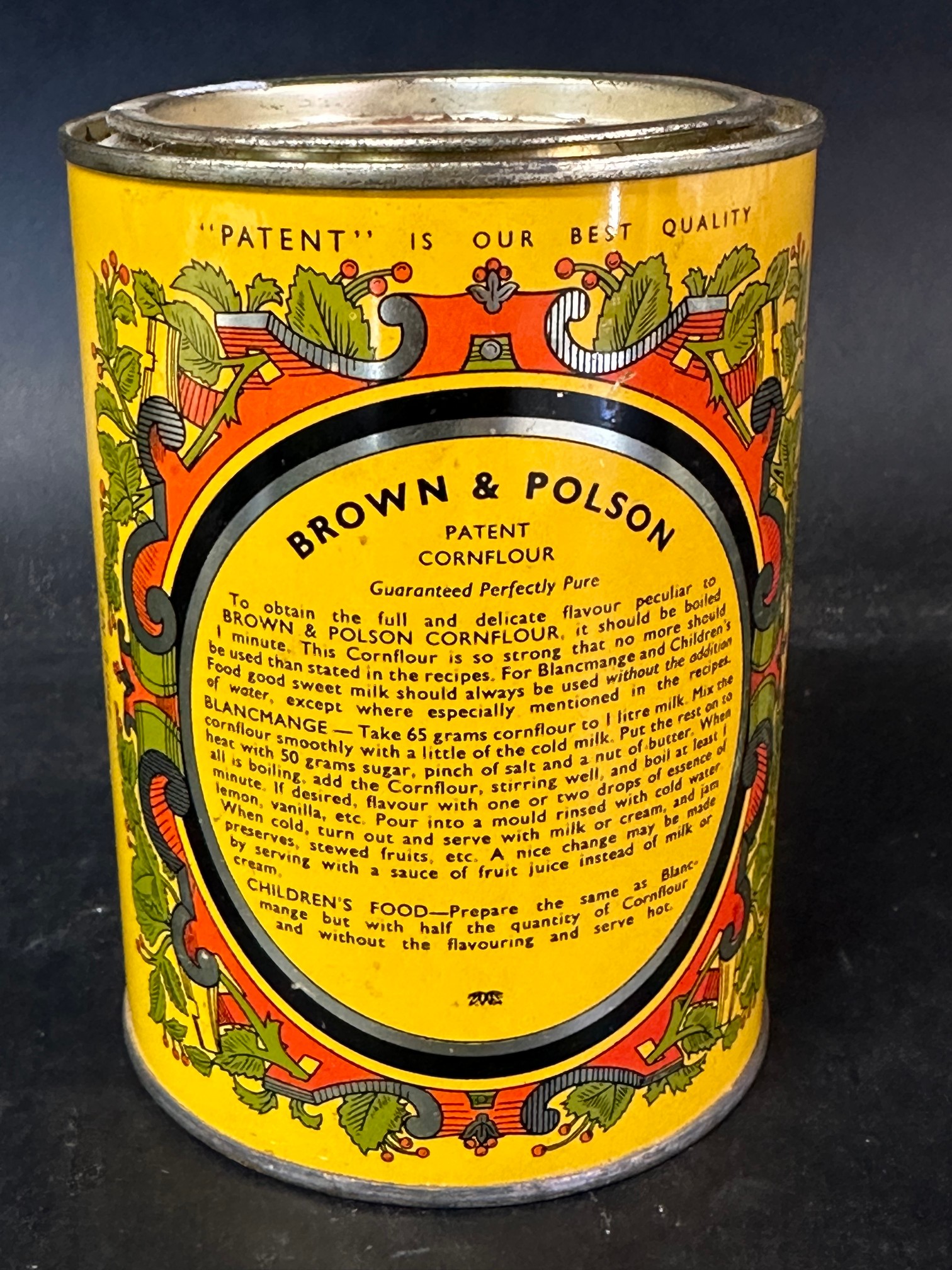 A Brown & Polson (of Paisley, Scotland) Patent Cornflour 450g tin, 5" tall. - Image 2 of 4