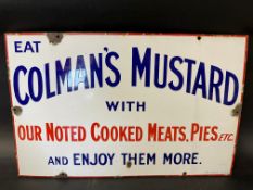 A rare Eat Colman's Mustard with our Noted Cooked Meats, Pies etc. butcher's enamel advertising