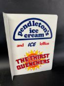 A Pendleton's Ice Cream and Ice Lollies double sided aluminium advertising sign with hanging flange,