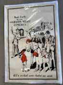 A Graham Moffat Comedies poster illustrating a long queue of folk waiting to purchase tickets and