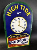 An extremely rare Hudson's Soap High Tide enamel advertising clock, the only one known! (