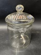 A Smith's Crisps glass advertising jar, 7 1/4 x 11