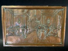 A Palmers Candles bronze relief advertising sign depicting a masquerade ball with candle wall