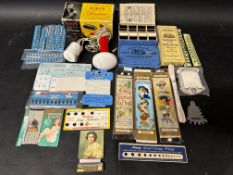 A quantity of early sewing items and advertising inc. Pifco, Eagle knicker elastic, Nylcord, Aero