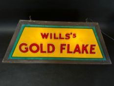 A Wills's Gold Flake glass fronted advertising hanging lightbox, 29 3/4 x 11 x 11