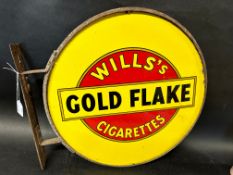 A Wills's Gold Flake Cigarettes circular double sided enamel advertising sign set within original