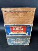 Three shop display counter top biscuit dispensing tins: Huntley & Palmers Breakfast Biscuits,