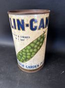 A Lin-Can shop display tin advertising their Fresh Garden Peas to one side and Canned Fruits to