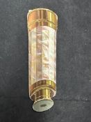 A novelty Christmas card in the form of a three draw telescope, each draw depicting a scene of