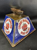 A Cherry Blossom Boot Polish shoe shine stand with three enamel sides, 17