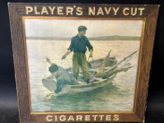 A Player's Navy Cut Cigarettes advertising showcard depicting two young men fishing, No. 708, issued